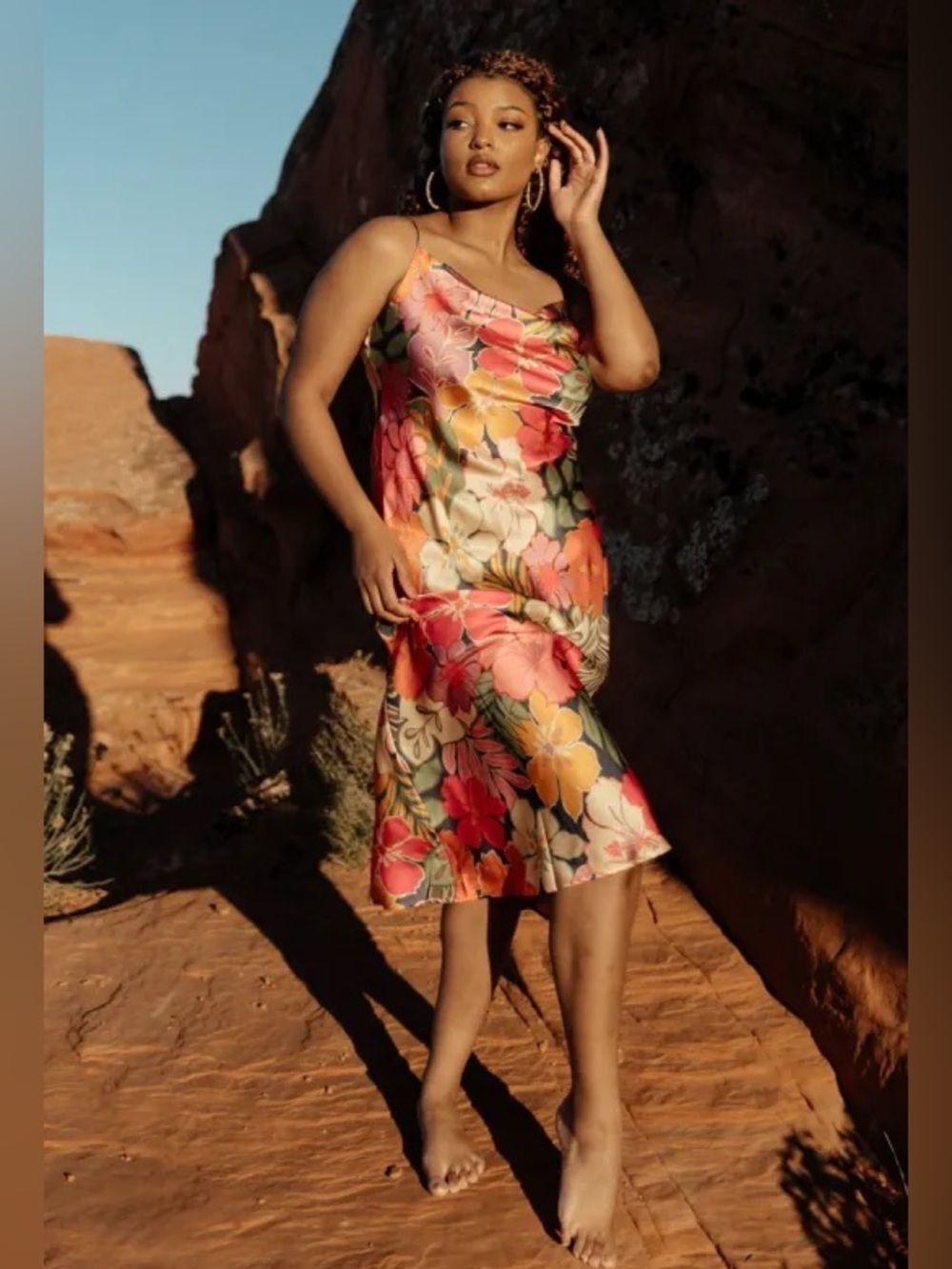 Dress Forum Kala Slip Midi Dress in Pink Multi Floral S NWOT